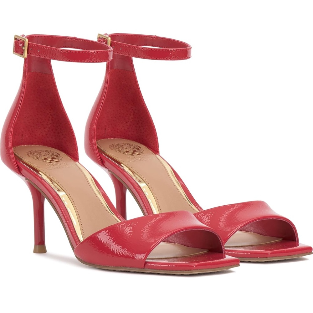 Vince Camuto Red Patent Leather Ankle-Strap High Heel Sandals - Women